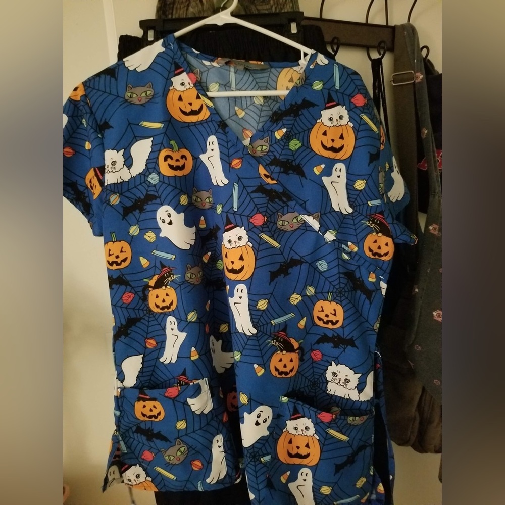 Serene Uniforms Halloween Medical Scrub Top
